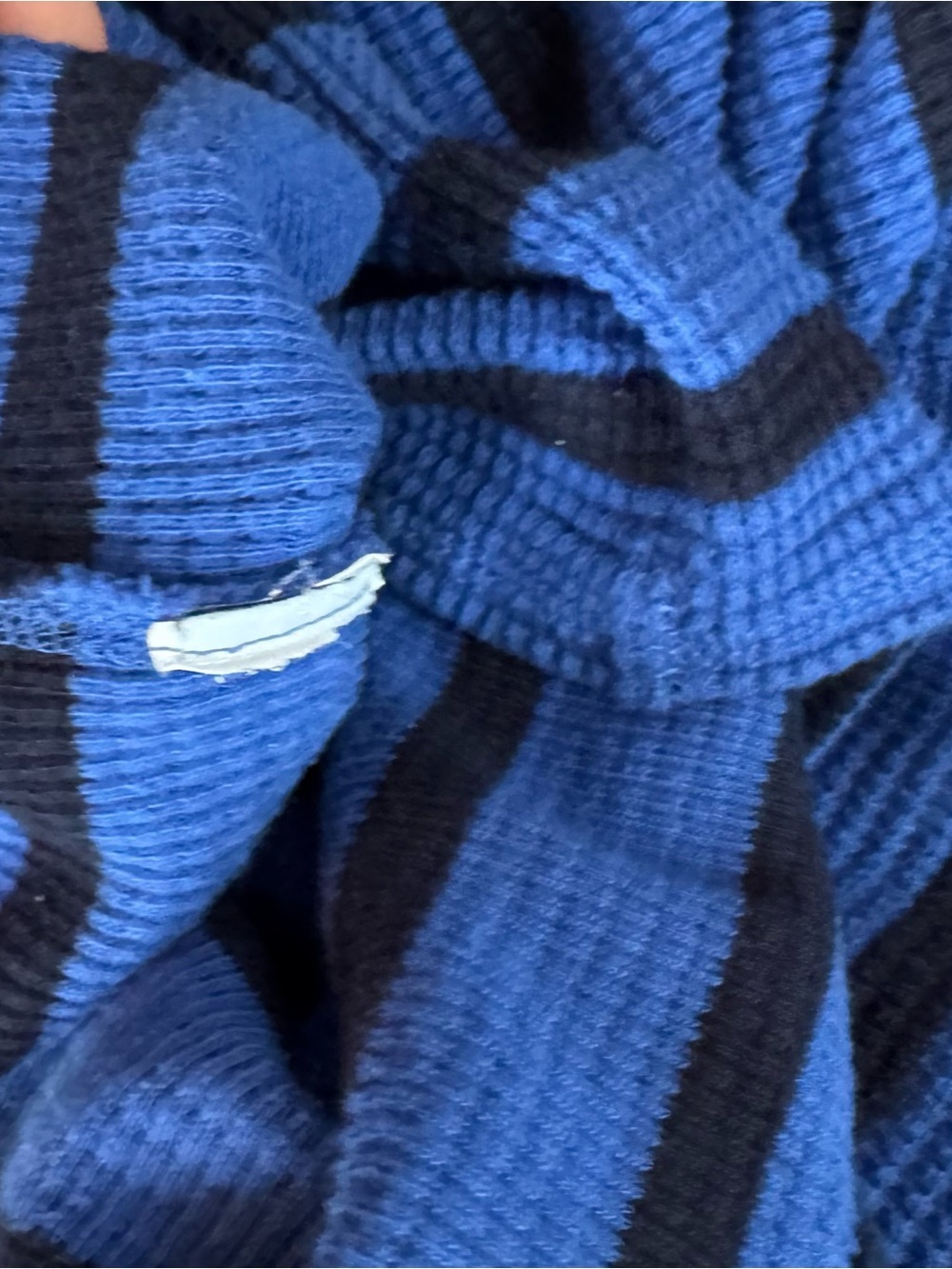 Blue and Black Striped Henley Long Sleeve Top - Picture 2 of 5